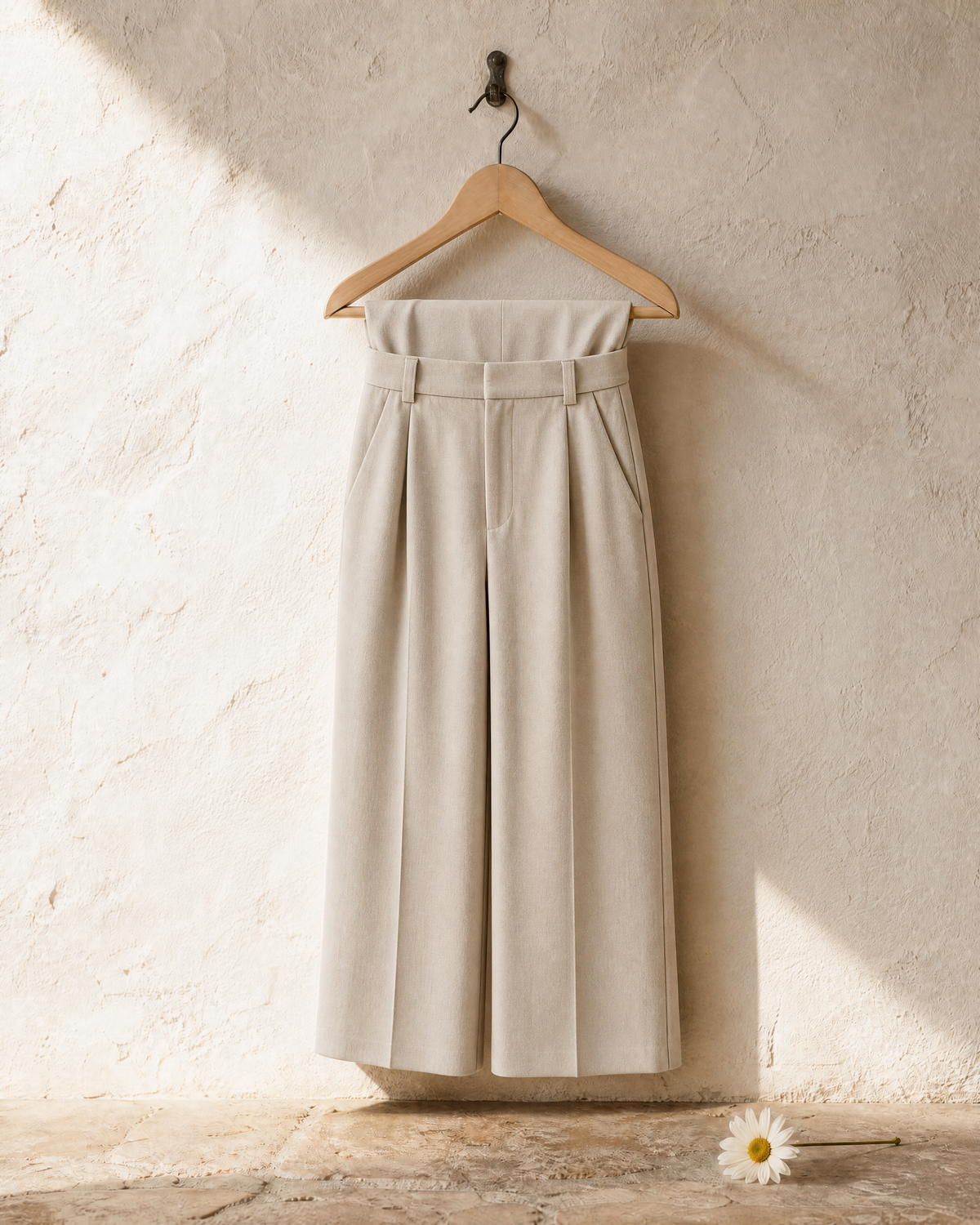 Colección Pantalones - pantalón wide leg beige